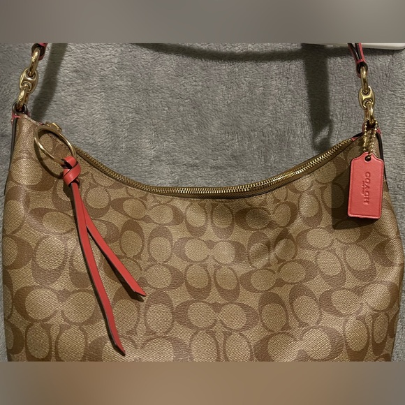 Genuine Coach Signature Skylar Hobo Khaki Poppy Large Purse/handbag - Picture 3 of 13